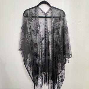 Black lace embroidered woman’s shawl